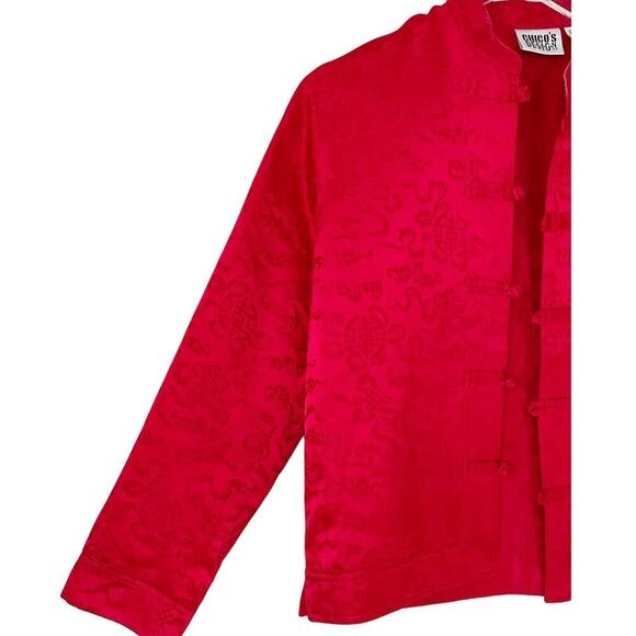 Chico's Design Vintage Chinese Japanese Harajuku Red Brocade Silk Jacket - Picture 11 of 14